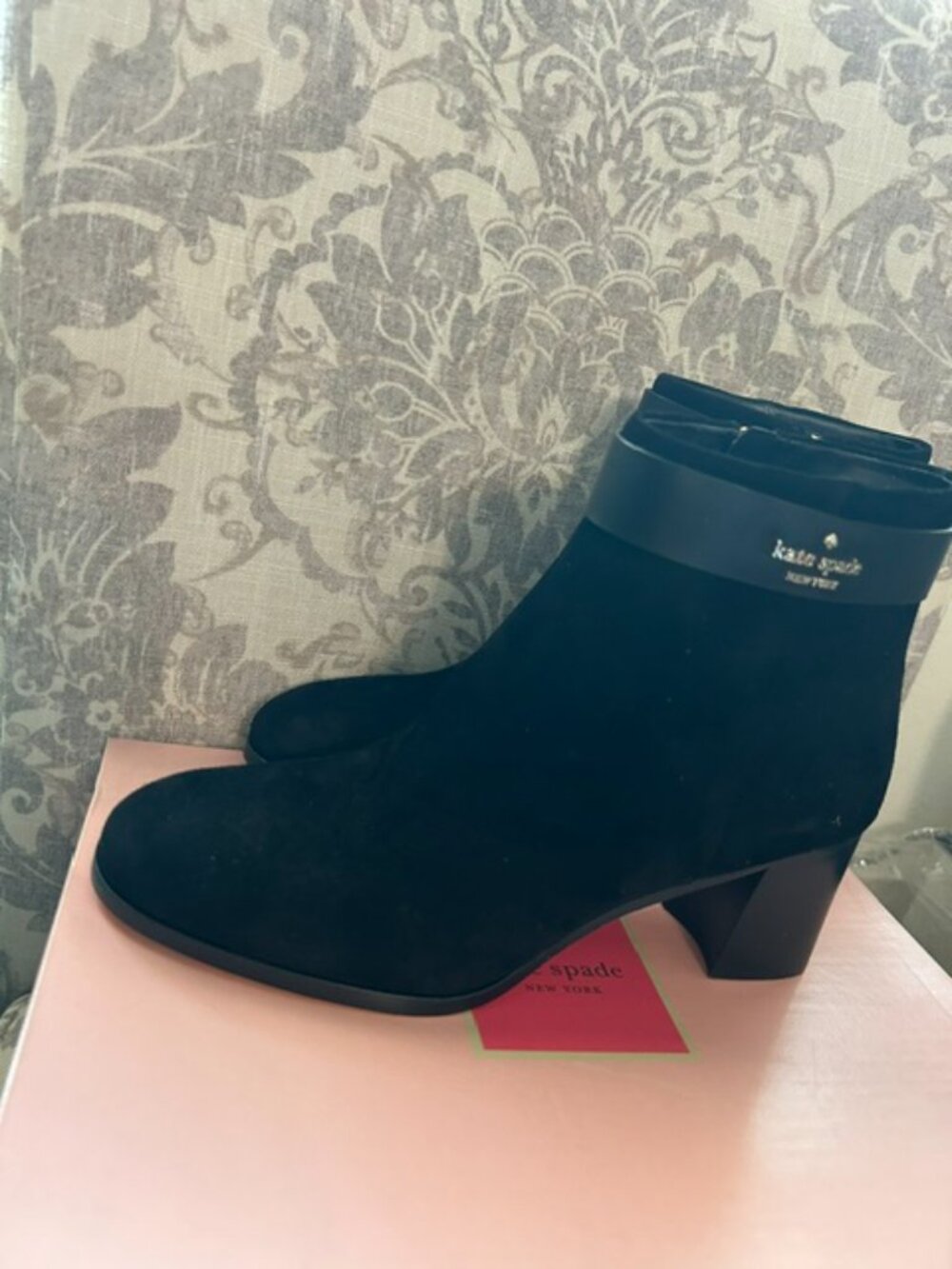 Kate Spade 'Morgan' Black Suede Booties, NWT, 9.5